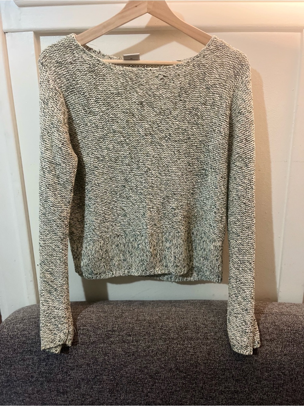 Joye + Fun Vintage Marled Crewneck Sweater in Shades of Cream and Green